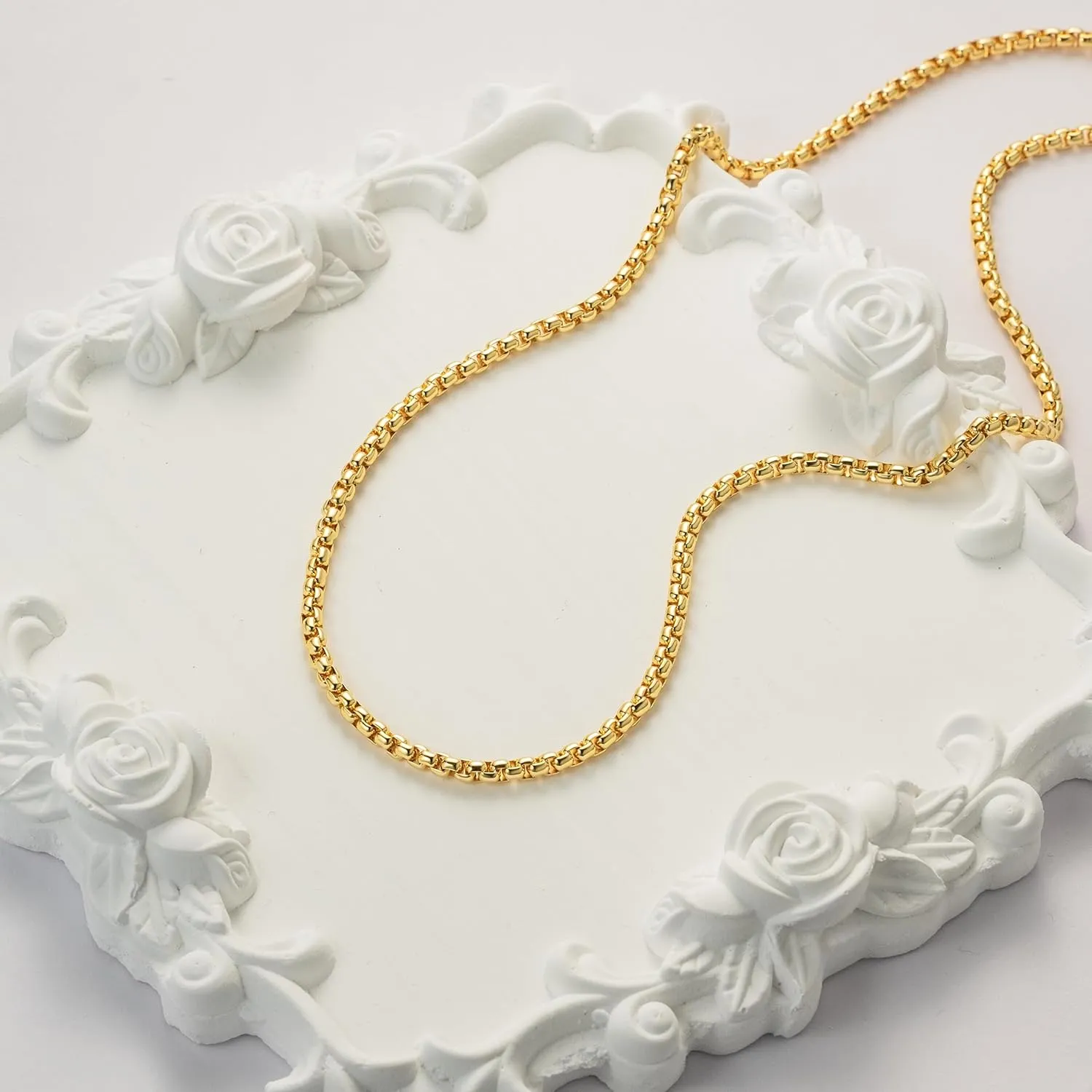 14K Gold Chain for Women Mens Necklace Chains 14K Gold Necklaces for Men Womens Necklaces 3.5mm Box Chain Necklace for Women Jewelry for Womens 16-30 in