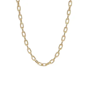 14k Gold Extra Large Square Oval Link Chain Necklace