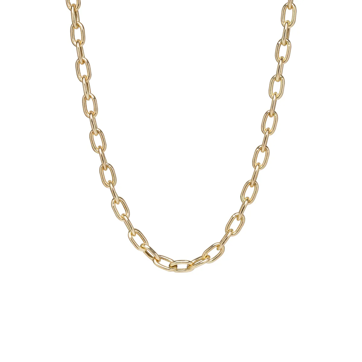 14k Gold Extra Large Square Oval Link Chain Necklace