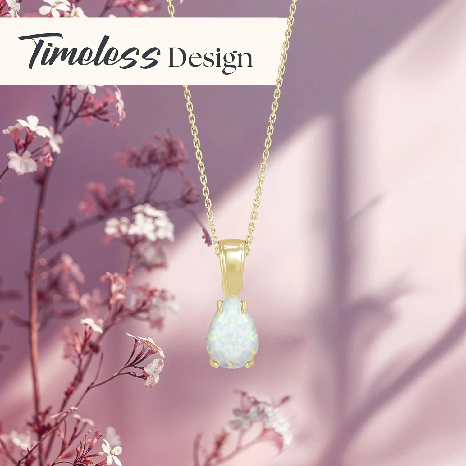 14K Gold Plated Opal Necklace for Women - October Birthestone Teardrop Necklace - Gold Jewelry for Women - Dainty Gold Necklace - Everyday Necklaces - Gold Necklaces for Women