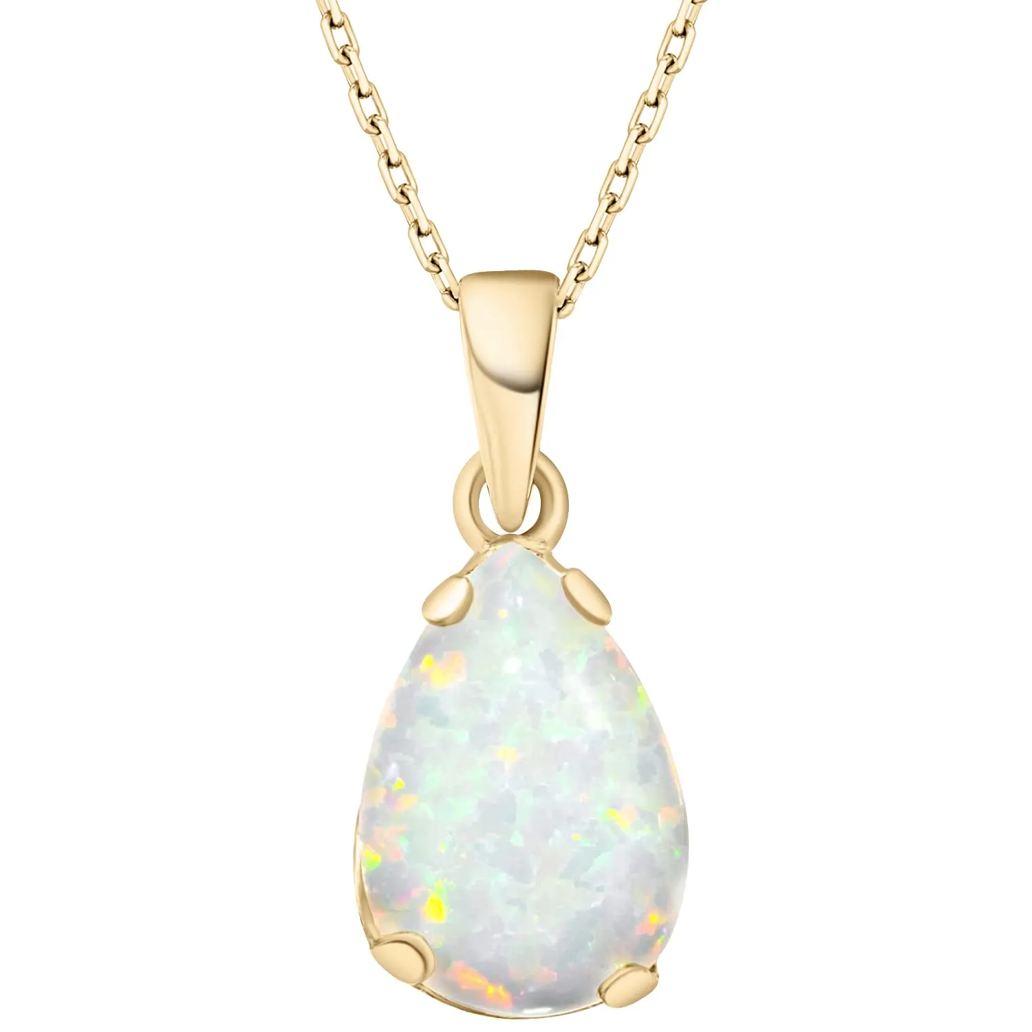 14K Gold Plated Opal Necklace for Women - October Birthestone Teardrop Necklace - Gold Jewelry for Women - Dainty Gold Necklace - Everyday Necklaces - Gold Necklaces for Women