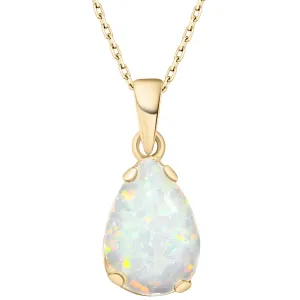 14K Gold Plated Opal Necklace for Women - October Birthestone Teardrop Necklace - Gold Jewelry for Women - Dainty Gold Necklace - Everyday Necklaces - Gold Necklaces for Women