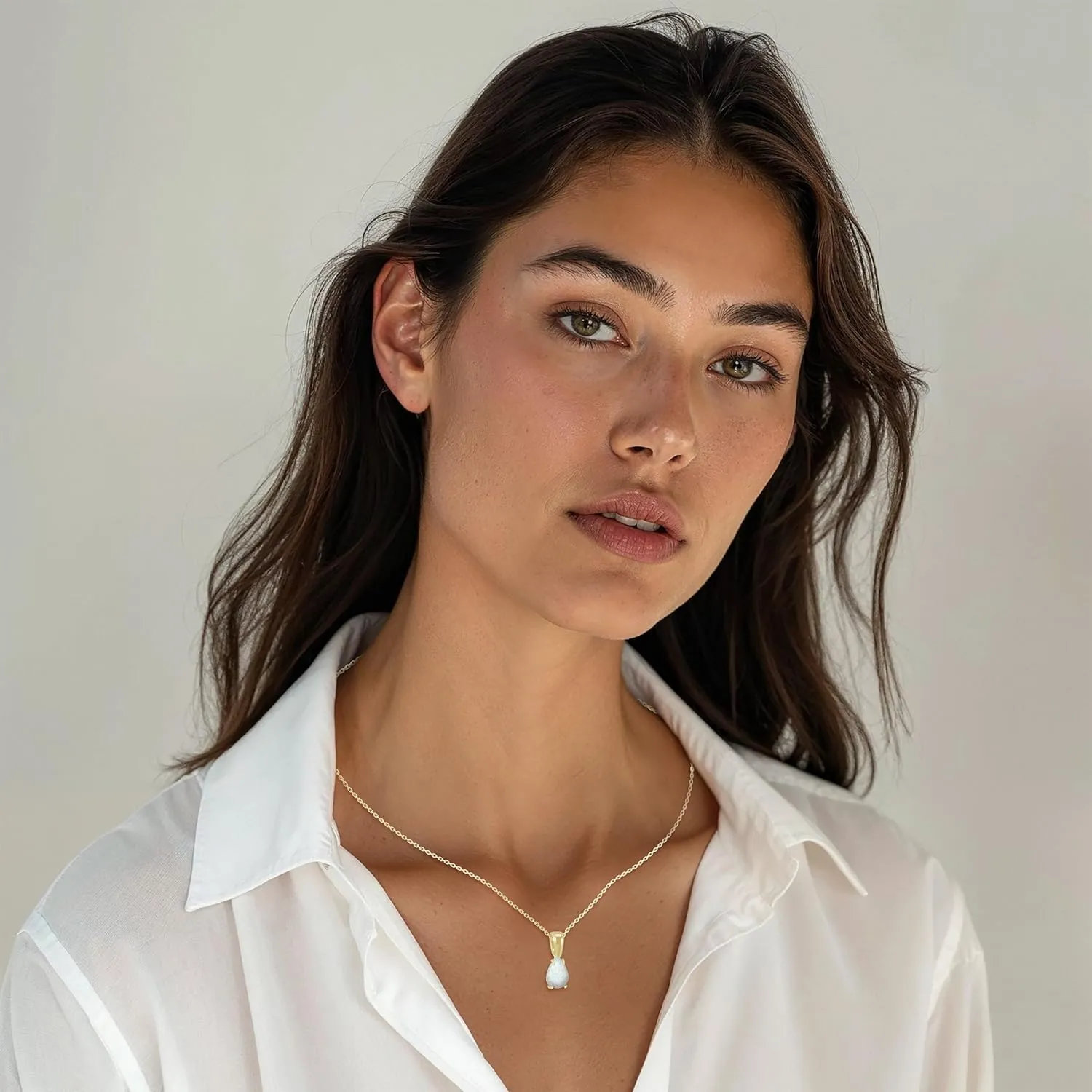 14K Gold Plated Opal Necklace for Women - October Birthestone Teardrop Necklace - Gold Jewelry for Women - Dainty Gold Necklace - Everyday Necklaces - Gold Necklaces for Women