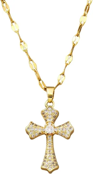 14k Gold Plated Solitaire Necklace for Women, Dainty Cz Pendant Chain Choker, Trendy Layered Gold Jewelry Gift for Her
