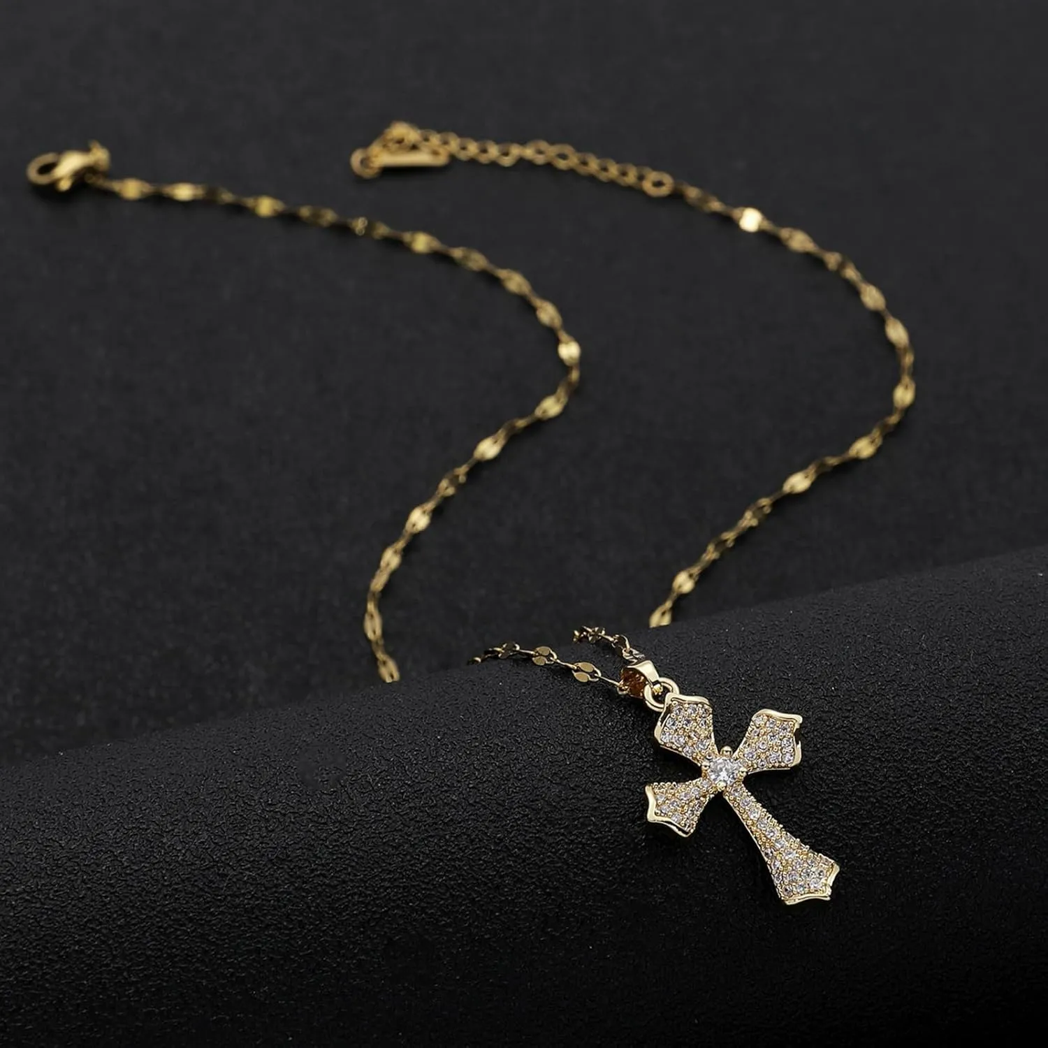 14k Gold Plated Solitaire Necklace for Women, Dainty Cz Pendant Chain Choker, Trendy Layered Gold Jewelry Gift for Her