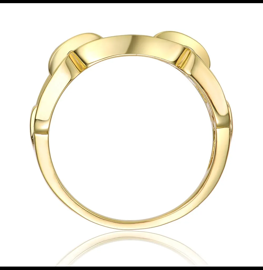 14k Gold Plated with Cubic Zirconia Pave Chain Link Ring
