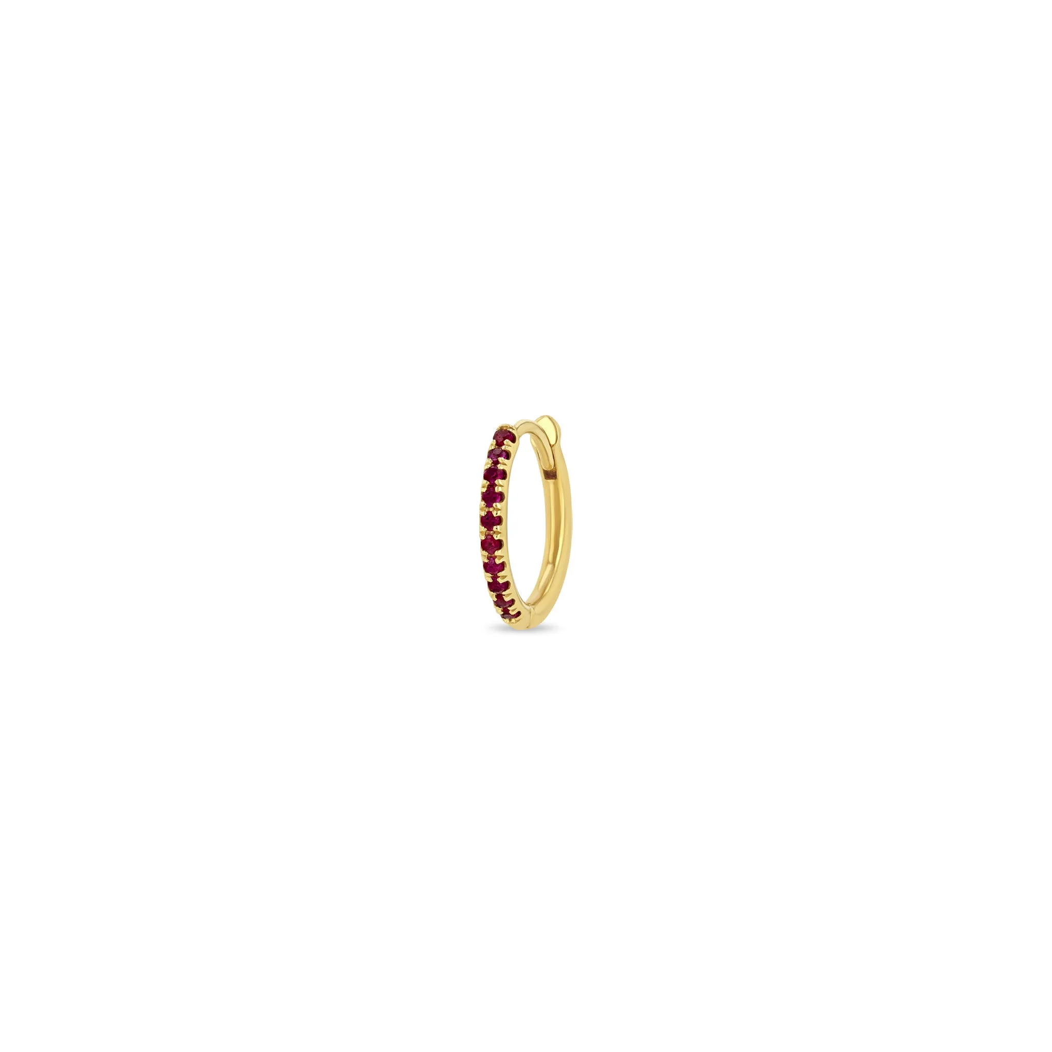 14k Medium Pavé Ruby Hinge Huggie Hoops