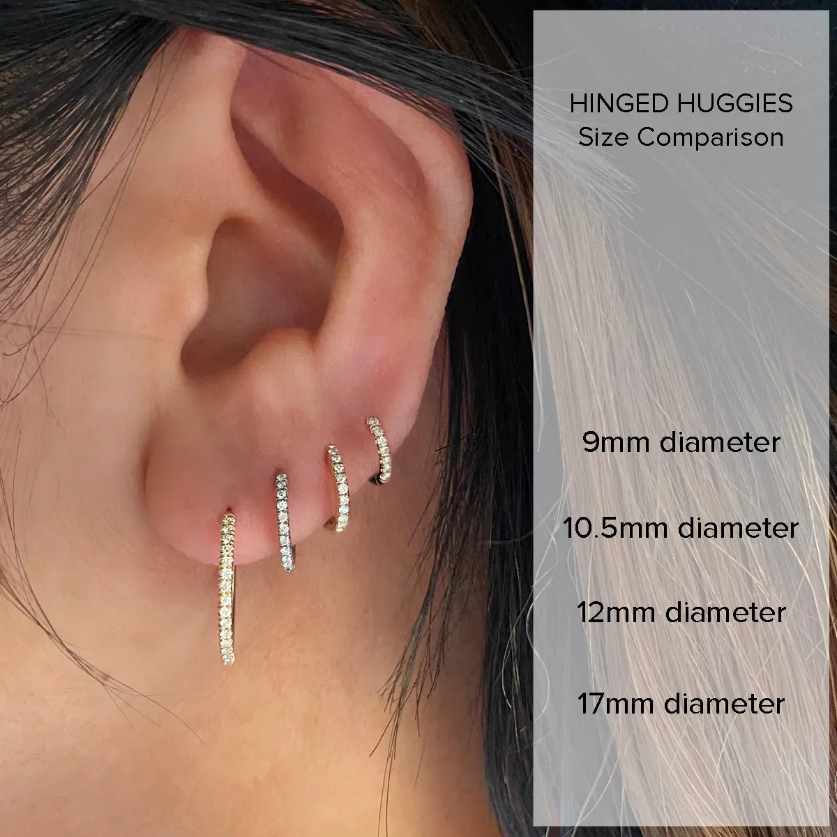 14k Medium Pavé Ruby Hinge Huggie Hoops