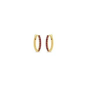 14k Medium Pavé Ruby Hinge Huggie Hoops