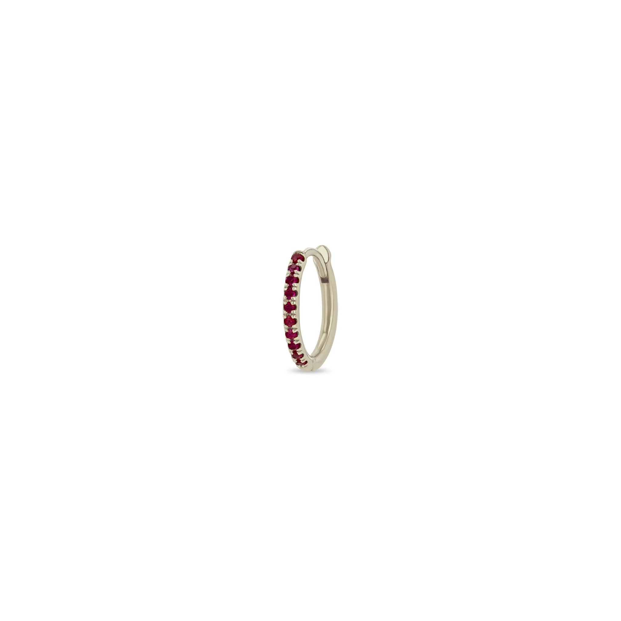 14k Medium Pavé Ruby Hinge Huggie Hoops