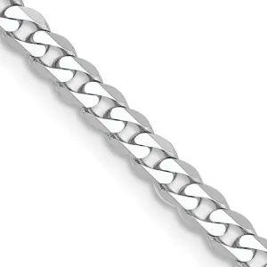 14k White Gold Polished 2.90mm Flat Curb Chain