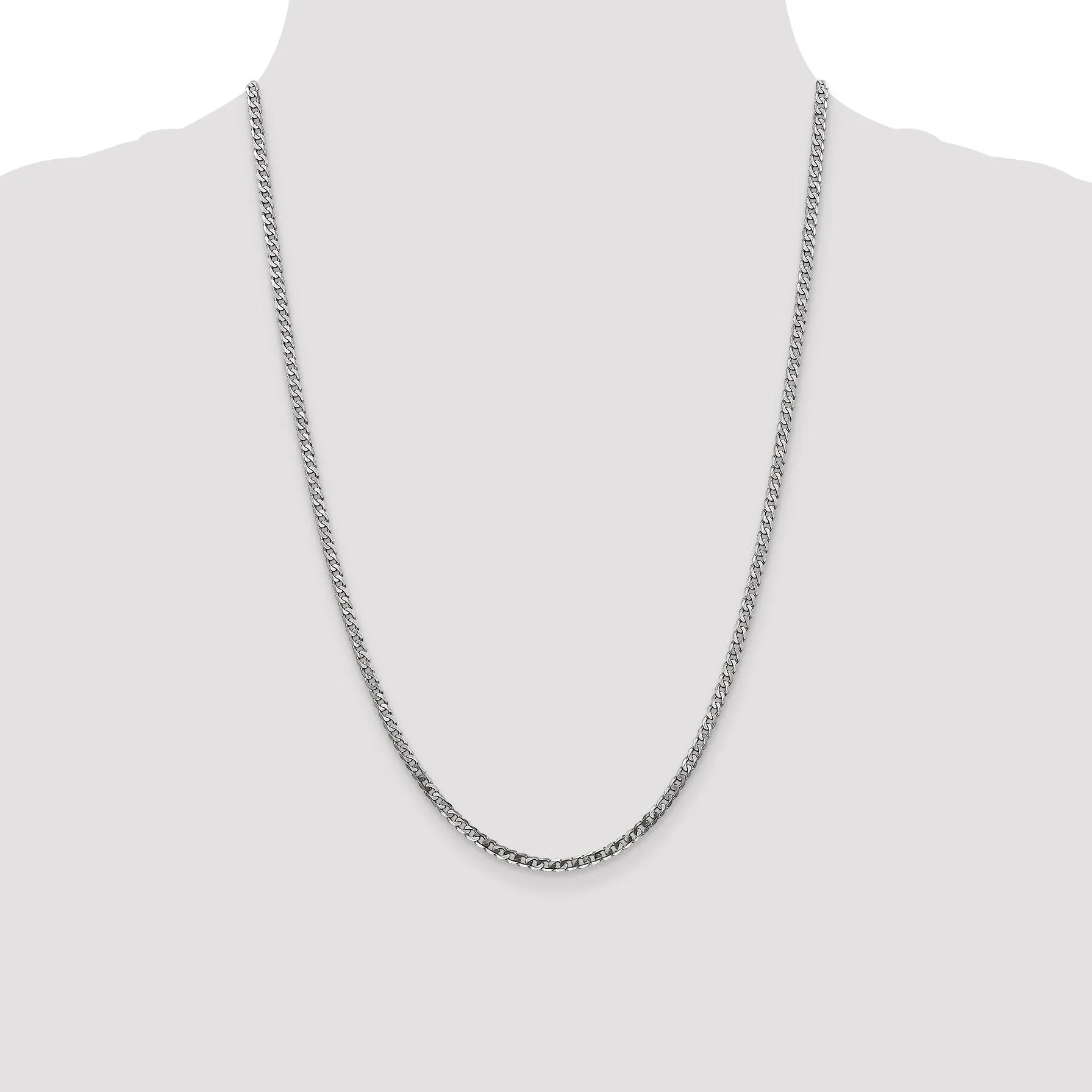 14k White Gold Polished 2.90mm Flat Curb Chain