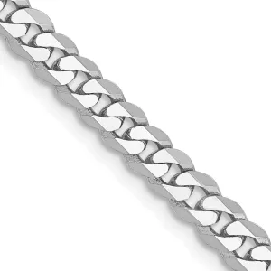 14k White Gold Polished 3.90mm Flat Curb Chain