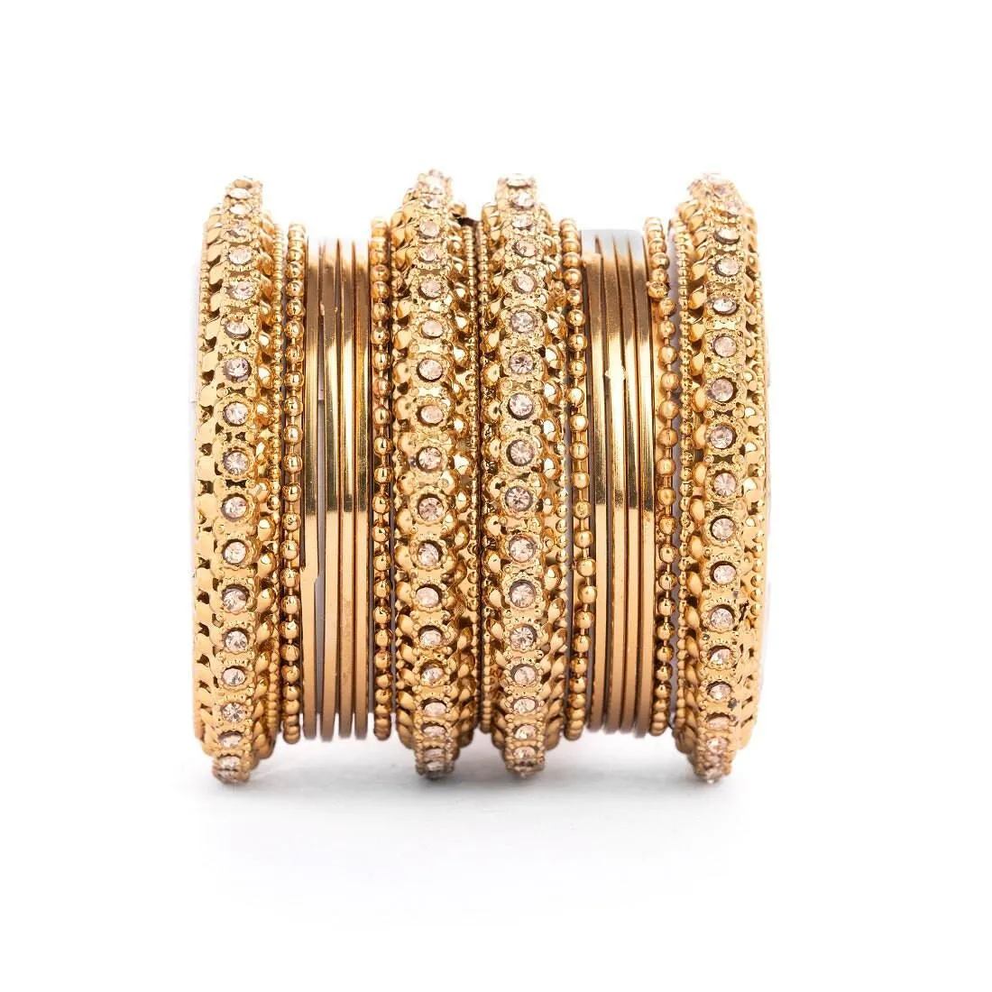 16 Golden Metal Bangle Set