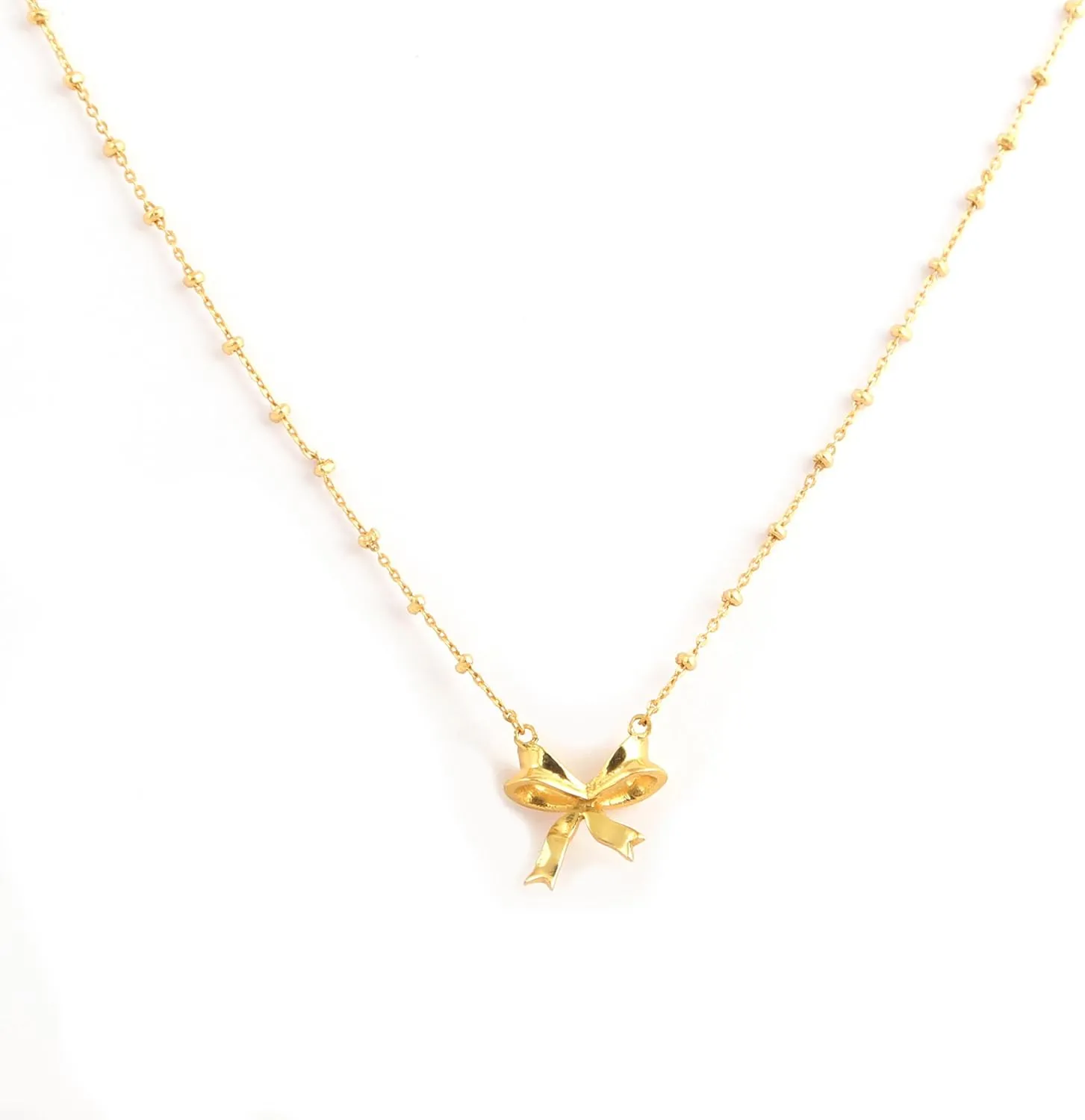 18K Gold Plated Bow Necklace - Trendy Dainty Pendant, Cute Bow Accessories, Tarnish-Free Gold Jewelry, Gold Choker Necklaces for Women