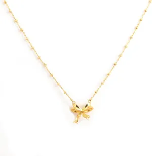 18K Gold Plated Bow Necklace - Trendy Dainty Pendant, Cute Bow Accessories, Tarnish-Free Gold Jewelry, Gold Choker Necklaces for Women