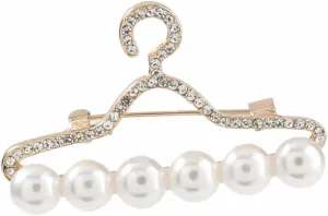 1Pc Alloy Brooch with Pearl Rhinestone Unique Hanger Design for Clothing Decor Elegant Accessory for Weddings Parties and Gatherings Glossy Wear Resistant Finish