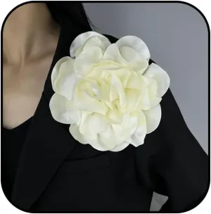 20mm Dainty Satin Fabric Rose Flower Brooches Extra Large Rose Flower Brooches for Women Silk Camellia Flower Brooches Hair Clip Pins Wedding Dance Dress Accessories