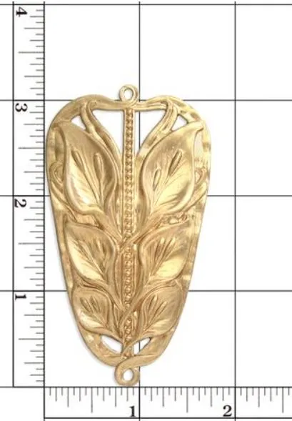 24k gold plated Art Nouveau Brass Pendant Necklace with Vintage Pearl USA Gay Isber Gift Box