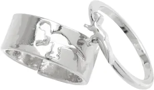 2Pcs Couples Matching Rings Open Band Ring Jewelry for Him Her Fashionable Dinosaur Design present for Weddings Anniversaries Valentine Day