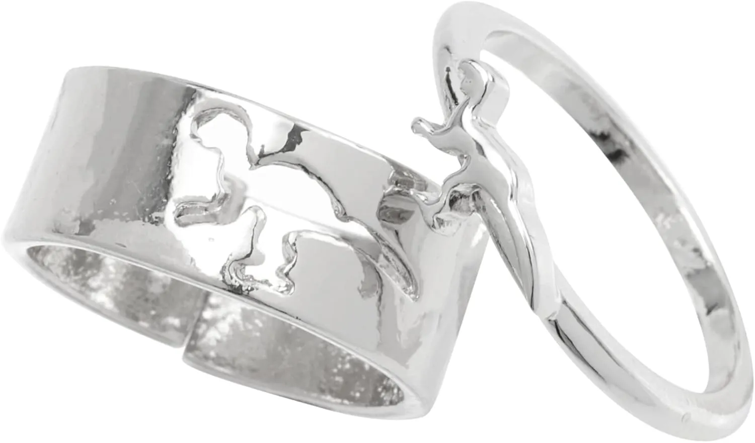 2Pcs Couples Matching Rings Open Band Ring Jewelry for Him Her Fashionable Dinosaur Design present for Weddings Anniversaries Valentine Day