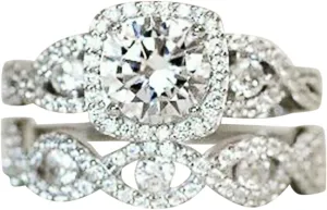 2pcs Inlaid Zircon Wedding Band for Women Stackable Diamond Proposal Ring Exquisite Elegant Promise Ring
