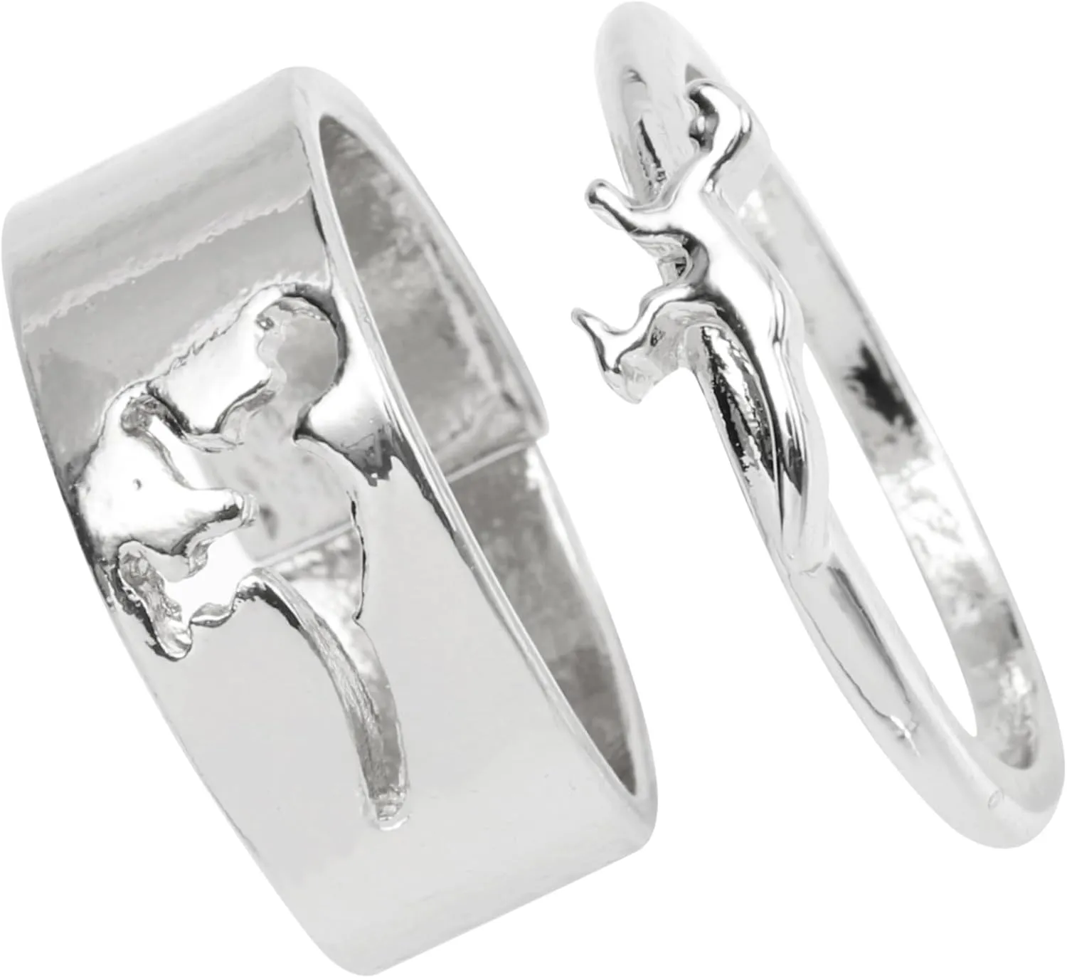2pcs Matching Couple Rings Dinosaur Band Engagement Wedding Jewelry Set