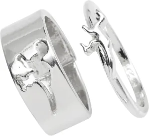 2pcs Matching Couple Rings Dinosaur Band Engagement Wedding Jewelry Set