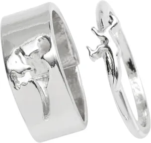 2pcs Matching Couples Jewelry Engagement Gold Plated Dinosaur Rings for Women