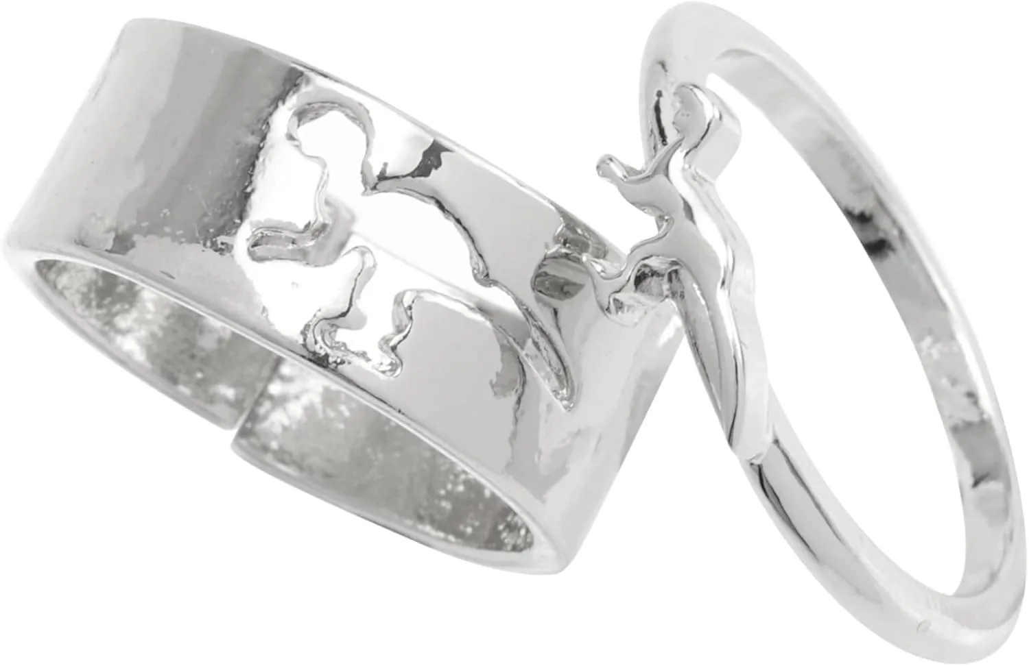 2pcs Matching Love Rings for Couples Wedding Set His and Hers Dinosaur Band Ring Jewelry