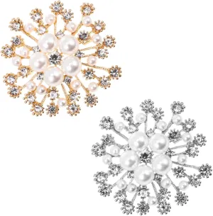 2pcs Snowflake Rhinestone Pin Christmas Snowflake Brooch Pins for Women Fashion Brooches for Women