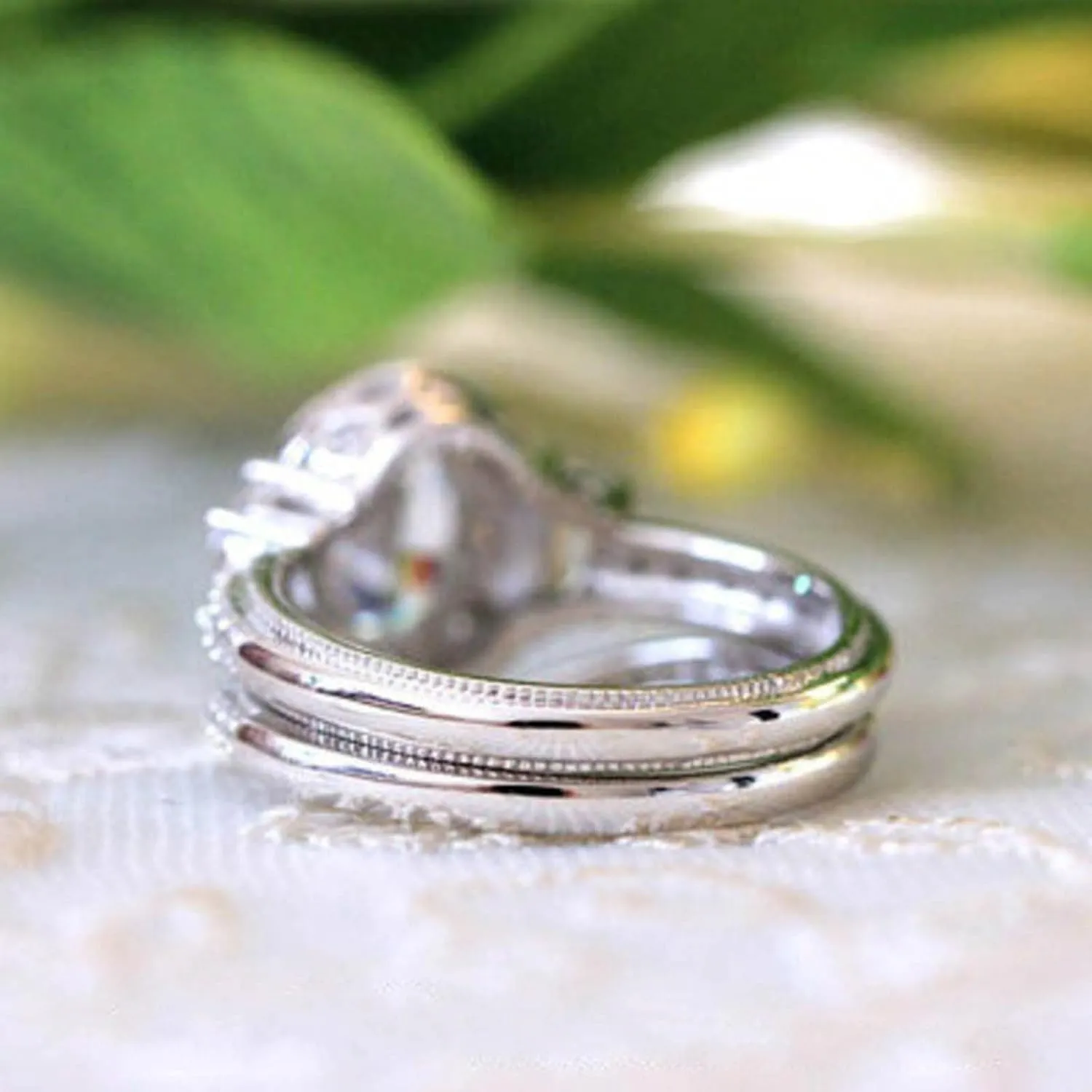 2pcs Women Inlaid Zircon Rings Set Exquisite Imitation Diamond Wedding Band Stackable Anniversary Ring (Silver, 6)