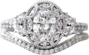 2pcs Women Inlaid Zircon Rings Set Exquisite Imitation Diamond Wedding Band Stackable Anniversary Ring (Silver, 6)
