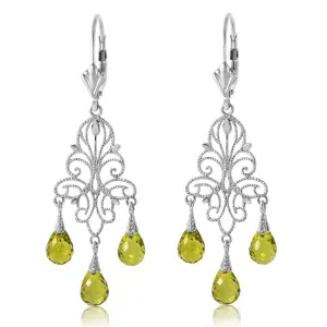3.75 Carat 14K Solid White Gold Lemon Dhaquiri Peridot Earrings