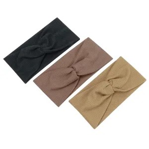 3PC Headbands for Women Vintage Knotted Headbands Stretchy Head Wrap Vintage Hair (Beige,Coffee,Army Green, One Size)