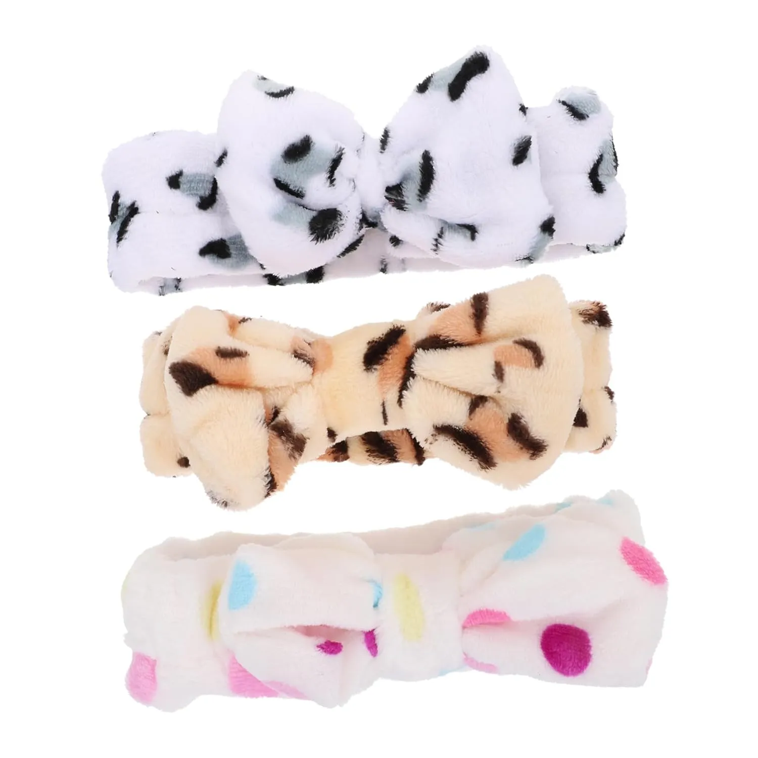 3pcs Coral Velvet Headband Face Washing Hair Ties Girl Makeup Scrunchies Bowknot Headband Soft Elastic Band for Nightwear