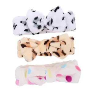 3pcs Coral Velvet Headband Face Washing Hair Ties Girl Makeup Scrunchies Bowknot Headband Soft Elastic Band for Nightwear