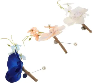 3pcs Orchid Boutonniere Elegant Floral Brooch Pins for Wedding Prom and Banquets Lightweight and Comfortable Corsage for Groomsmen Unique Design and