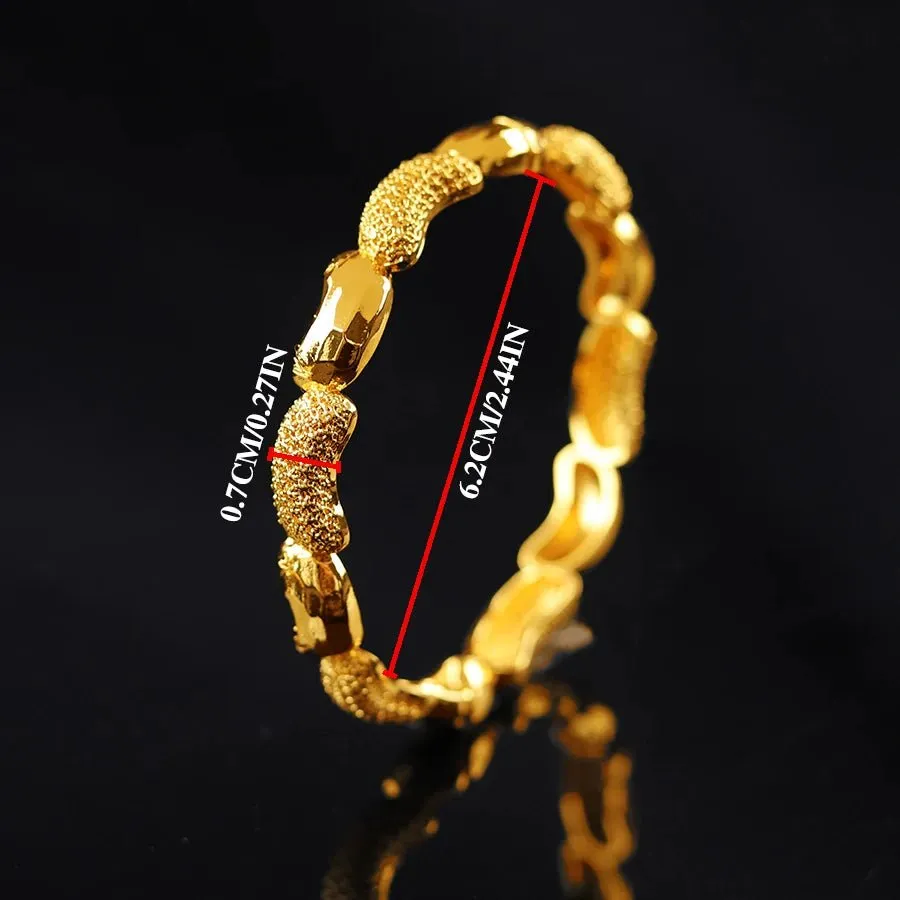 4PC Gold-Plated Ethiopian Bangle Set for Women – Middle Eastern & African Bracelet Jewelry