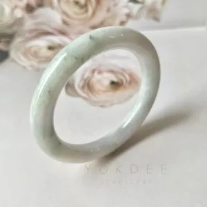 55.9mm A-Grade Natural Lilac Floral Jadeite Traditional Round Bangle No.330071