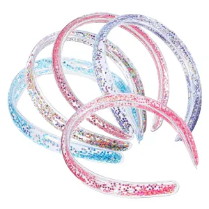 5pcs Quicksand Sequins Headband Glamour Head Piece for Women Embellished Wide Boho Headwear Hair Band Clips