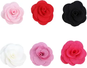 6 Pcs Fabrics Flower Brooches Elegant Silk Floral Statement Brooch Pins Fashion Jewelry Accessories for Women Girl Gift (Style 1)