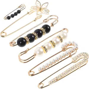 6Pcs Women Brooch Pins Durable Shawl Clips Pants Fasteners Fashionable Dress Accessories for Skirts Clothing Prevent Wardrobe Malfunctions