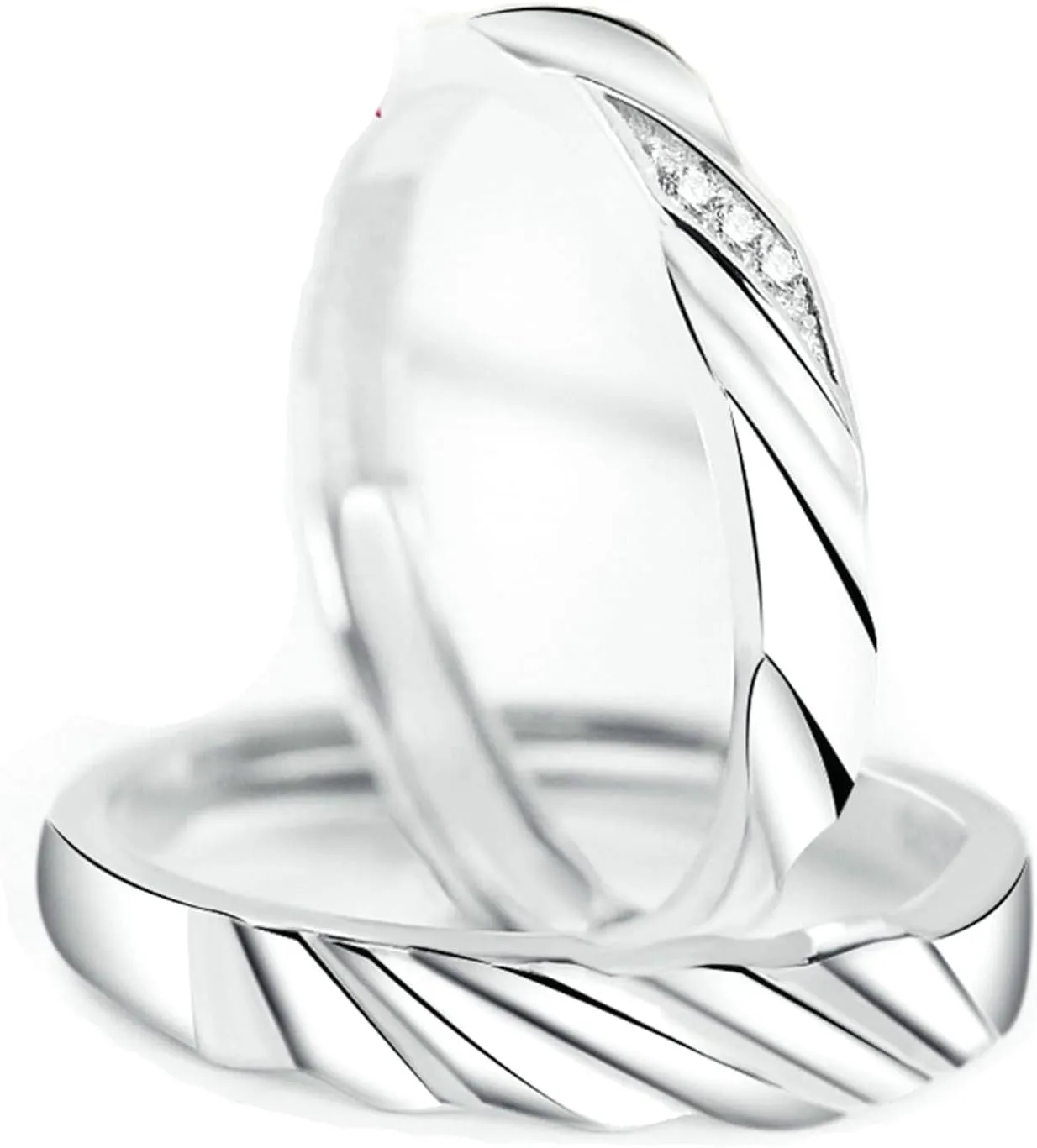 925 Promise Rings for Couples, Adjustable Engagement Rings for Couples Customize Wave Ring with Cubic Zirconia