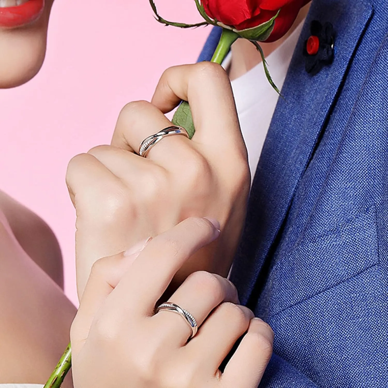 925 Promise Rings for Couples, Unique Wedding Bands for Couples Custom Adjustable Infinity Ring with Cubic Zirconia