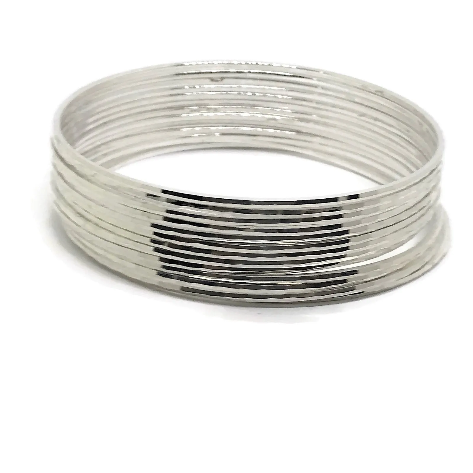925 Sterling Silver Bangle Bracelet - Set of Thirteen Style#04