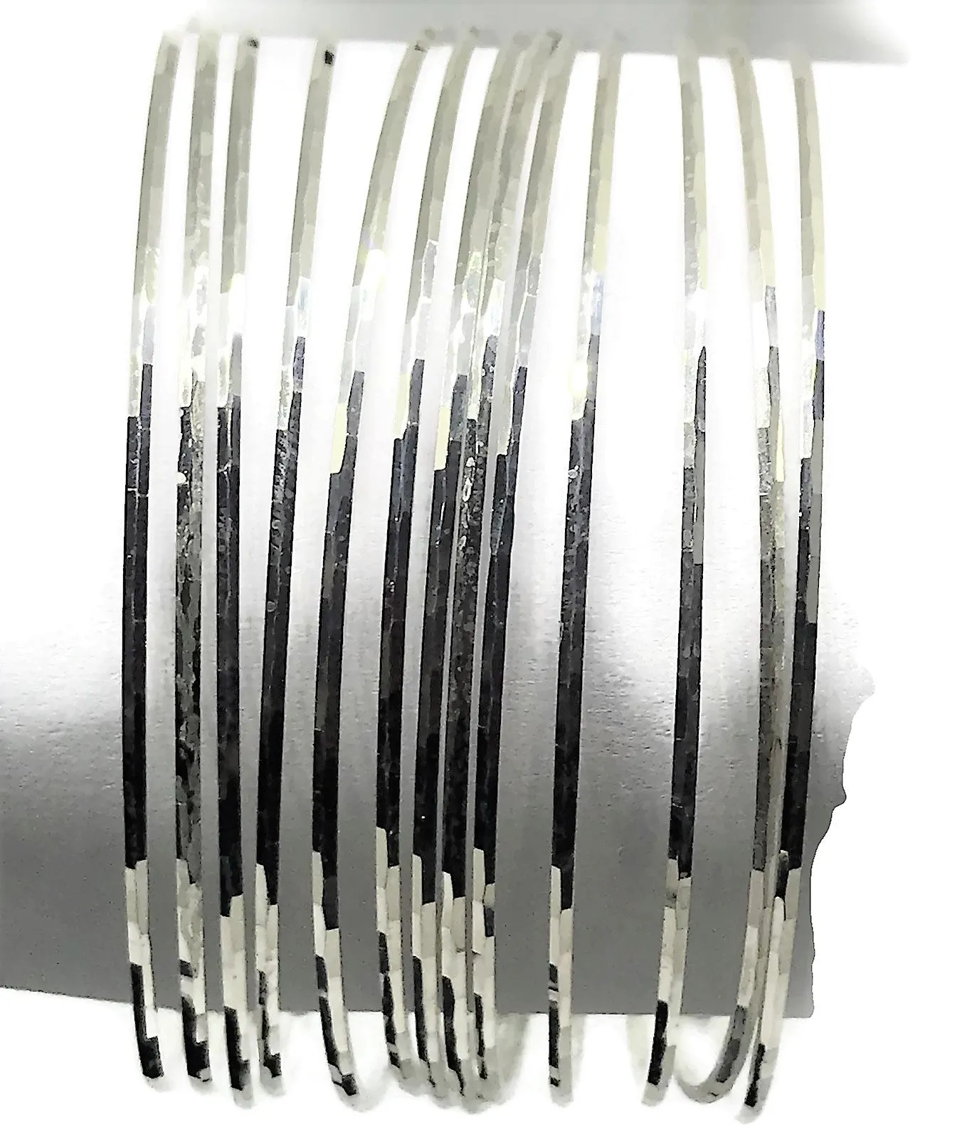 925 Sterling Silver Bangle Bracelet - Set of Thirteen Style#04