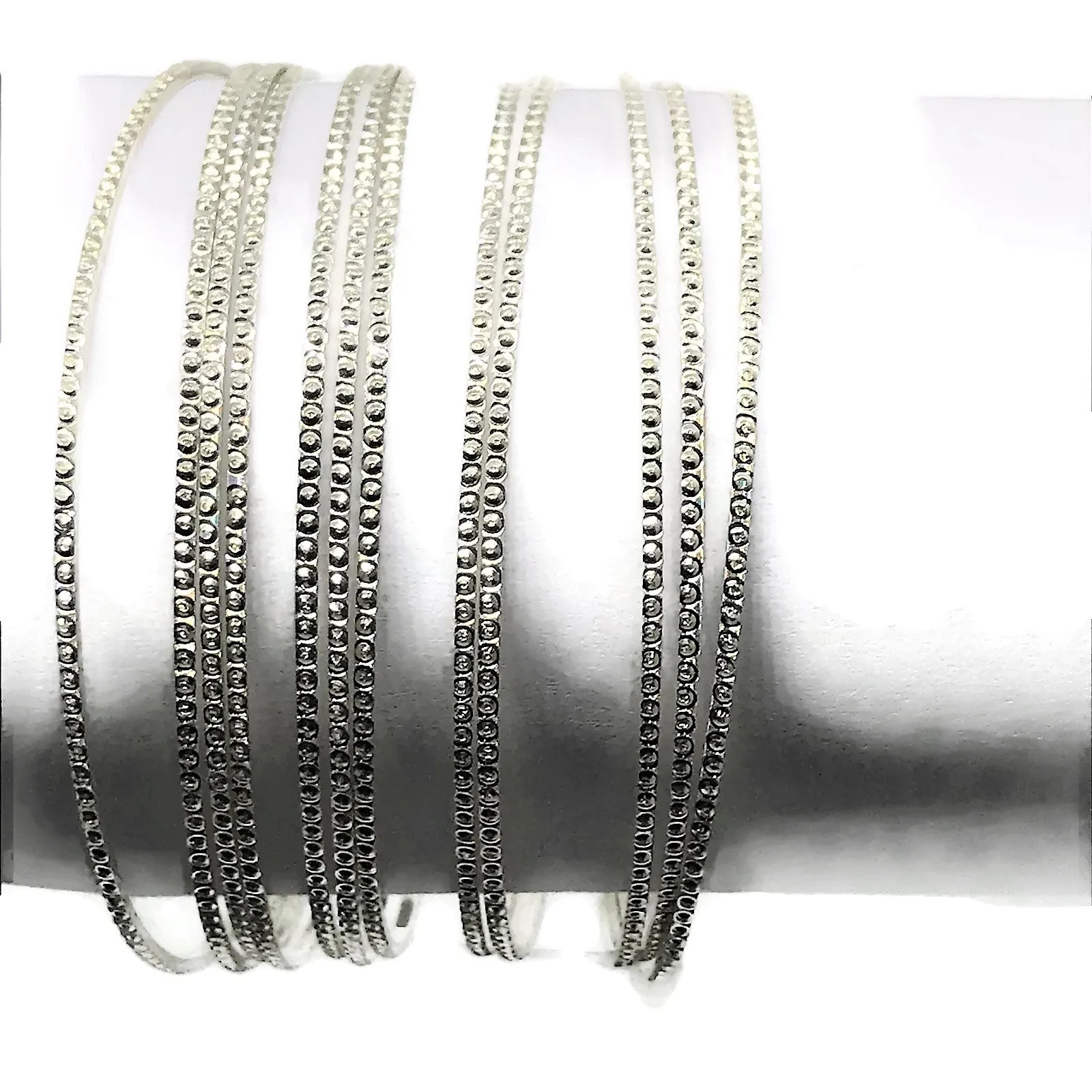 925 Sterling Silver Bangle Bracelet - Set of Twelve - Style#03