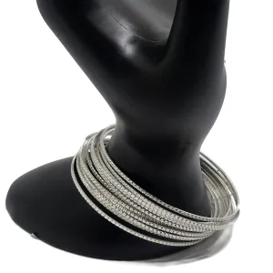 925 Sterling Silver Bangle Bracelet - Set of Twelve - Style#03