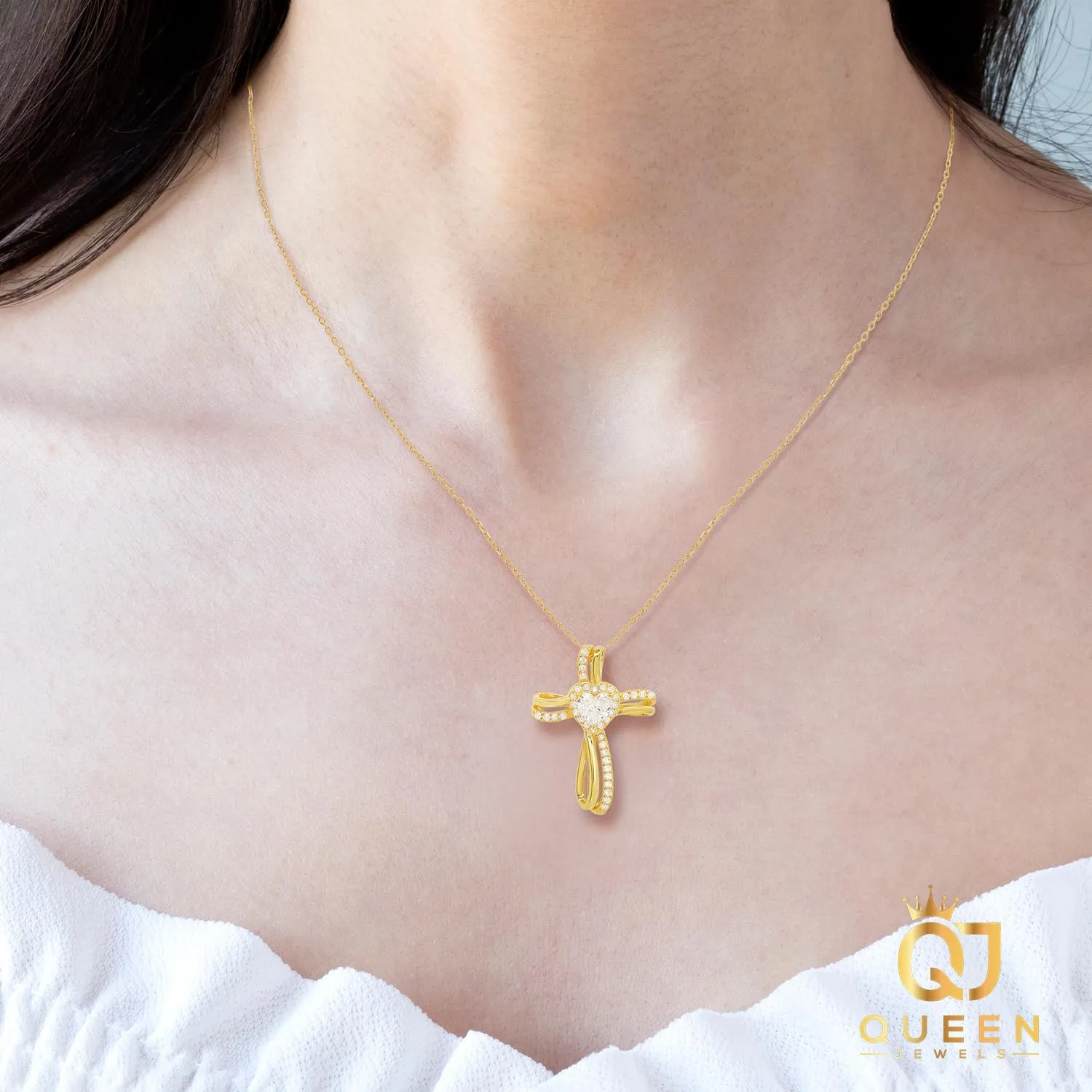 925 Sterling Silver Necklace | 14k Gold Cross Necklaces for Women | Silver Jewelry Crucifix Necklace Women | Dainty Gold Necklace Gold Jewelry for Women | 18" Silver Cross Pendant